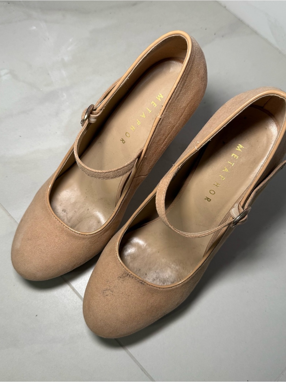 Metaphor Beige Mary Jane Heels